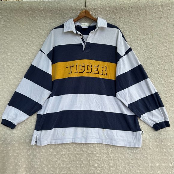 Walt‎ Disney World Tigger Men's Polo White Blue Striped Size XL - Picture 1 of 5